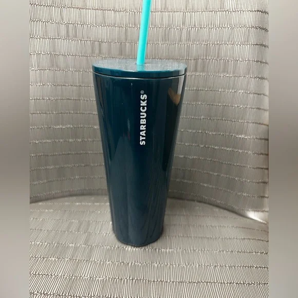 Starbucks | Dining | Navy Blue Light Blue 24oz Metal Starbucks Tumbler |  Poshmark